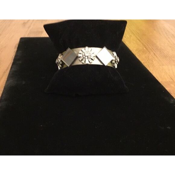 Dannijo rhinestone and mirrored Venice Silvertone Cuff Bracelet - Picture 8 of 9